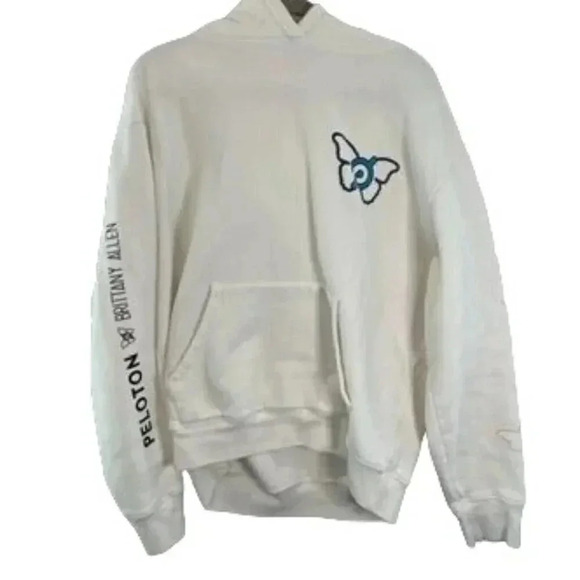 Peloton x Brittany Allen White Butterfly Oversized Hoodie Size Large - Picture 1 of 7